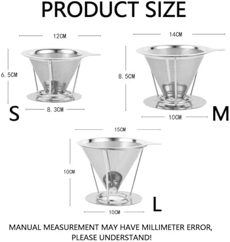 cold brew coffee filter 2/4pcs Stainless Steel Coffee Filter Reusable Tea Funnel Hand Brewing Double Layer Tool Home Cafe Use(Large,4pcs) - Image 2