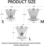 cold brew coffee filter 2/4pcs Stainless Steel Coffee Filter Reusable Tea Funnel Hand Brewing Double Layer Tool Home Cafe Use(Large,4pcs) - Image 2