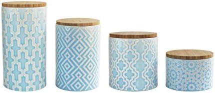 American Atelier Kitchen Ceramic Canister Set Arabesque w/Airtight Lid 4 PC by American+Atelier