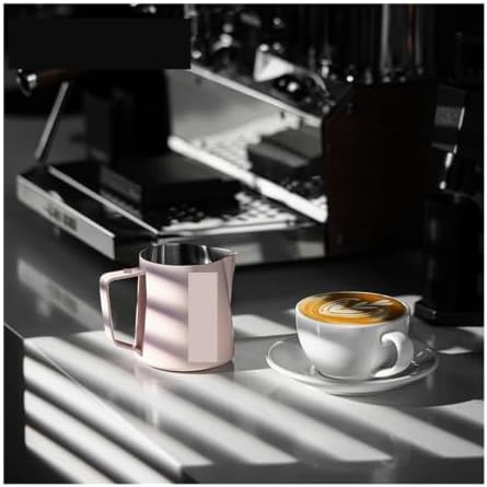 Classic Milk Frothing Pitcher 500ml Red Stainless Steel Steaming Pitchers Cappuccino/Latte Art Milk Cup Coffee Tool(500ml,Pink A) - Image 3