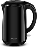 Secura Original Stainless Steel Double Wall Electric Water Kettle 1.8 Quart with Auto Shut-Off & Boil-Dry Protection, Black Onyx SWK-1701DA/HB-3227B by Secura