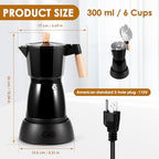 Houkiper 6 Cup Electric Moka Espresso Maker for Home Office Coffee Brewing - Image 3