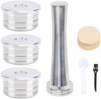 Dioche Coffee Pod Reusable Reusable Stainless Steel Coffee Capsules, Compatible with Machines, Comes with a Brush and Measuring spoon. (with Paper Filters Brush Spoon Press Hammer) - Image 6