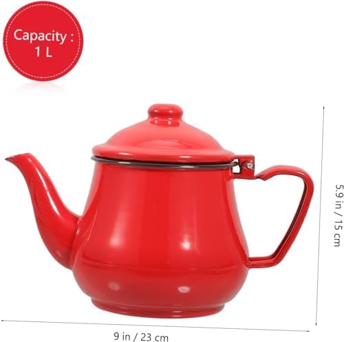 KYUSAR Japanese Cast Iron Teapot Chinese Teapot Enamel Kettle Hot Water Kettle Enameled Teakettle Chinese Teapot Turkish Coffee Pot Enamel Tea Kettle Teapot Tetsubin Tea Pot - Image 2