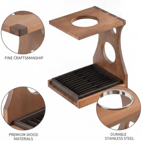 Pour Over Brewing Stand with Bamboo Rosewood Base & Steel Ring - Image 6