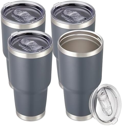 30 oz Tumbler with Lid Stainless Steel Tumblers Bulk, 4 Pack by CoolYoleb