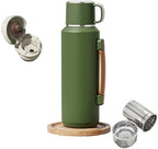 316 Stainless Steel Water Bottle 33 oz with Lidded Cup - Keep 24+ Hrs Warm for Hot & Cold Drinks - Leakproof Vacuum Insulated Thermal Flask with Handle for Travel Coffee by Vistatroy