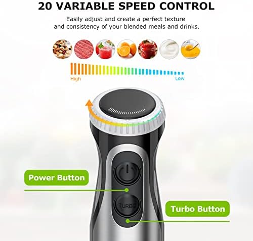 Immersion Handheld Blender, Food Grinder Bowl, Measuring Mug, Bonsenkitchen - Image 5