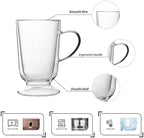 NIRA.Z 12.5 OZ Double Walled Glass Coffee Mugs with Handle Set of 4 Clear Insulated Irish Coffee Cups Hand Blown Glass Cups for Hot Cold Beverages, Cappuccino, Latte, Tea, Espresso, Juice, Americano - Image 4