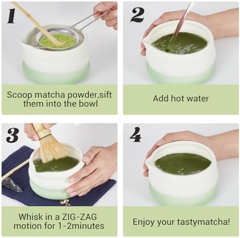Takywep 7-Piece Matcha Tea Set, Full Matcha Kit with Bowl, Tools, Stainless Steel Sifter and Tea Cloth, Premium Present for Tea Lovers - Image 4