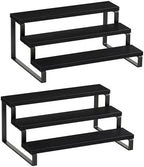 Giikin 3 Tier Spice Rack, Set of 2 Wooden Spice Rack for Countertop, Cabinet Organizer Shelf Kitchen Counter Storage Shelves Cupcake Stand Holder Display Stand, Black by Giikin
