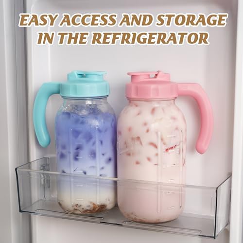 SOLIGT 2 Quart Glass Mason Jar Pitchers with Lids, Pink&Baby Blue, 2 Pack - Image 5