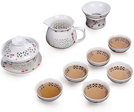Blue-and-white exquisite ceramic teapot kettle tea cup hollow out porcelain tea set chinese handmade tea set drinkware-K10 pcs (L10 pcs) - Image 7