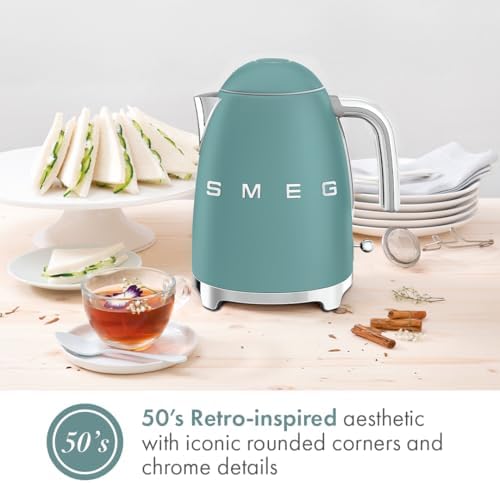SMEG KLF03 Electric Kettle 1.7L (7 Cup), Retro Hot Water Boiler for Tea & Coffee, Fast Boiling, Auto Shut-Off, Soft Open Lid, 360° Swivel Base Countertop Kettle – Matte Jade - Image 5