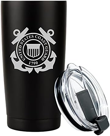 Military Gift Shop 20oz Coast Guard Tumbler, Double-Walled Insulated Steel USCG Coffee Mug with Lid | Coast Guard Gifts | Coast Guard 20oz Tumbler by Military+Gift+Shop