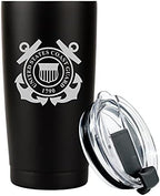 Military Gift Shop 20oz Coast Guard Tumbler, Double-Walled Insulated Steel USCG Coffee Mug with Lid | Coast Guard Gifts | Coast Guard 20oz Tumbler by Military+Gift+Shop