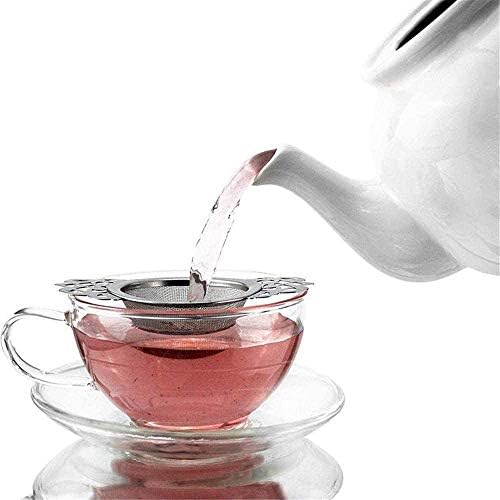 Stainless Steel Tea Strainer, Double-arm Tea Corner with Drop Collector Fine Mesh Tea Infuser for Loose-Leaf Teas - Image 2