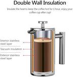 350ml/800ml/1000ml Coffee Maker Pot French Press Stainless Steel Double Walled Insulated(800ml) - Image 2