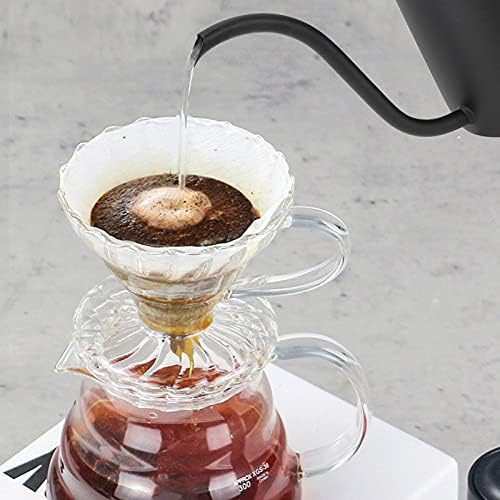 Pour Over Coffee Kettle, 600ml Small Gooseneck Kettle Long Gooseneck Spout Stainless Steel Tea Kettlee with Wood Handle Coffee Cafe Kettlee for Home Cafe Office (Black) - Image 3