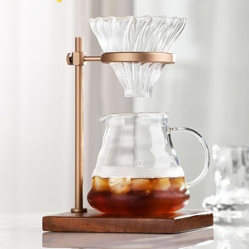Coffee Dripper Stand Pour Over Holder Aluminum Alloy Stand Holder Wood Decorative Drip Rack Coffee Maker Part - Image 2