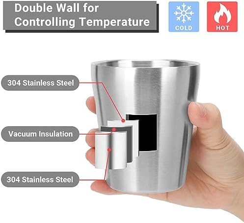 Insulated Stainless Cup, 10 oz Insulated Tumbler, 8 Pack Double Wall Unbreakable Stackable Water Tumblers Metal Cup Premium Drinking Glasses for Travel Camping Home Outdoor - Image 3