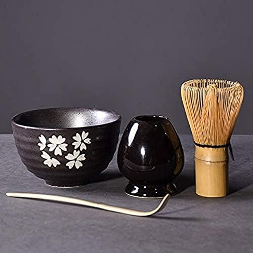 Matcha Bowl Japanese Matcha Tea Set4pcs/Set Traditional Matcha Giftset Bamboo Matcha Whisk Scoop Ceremic Matcha Bowl Whisk Holder Tea Sets Traditional Tea Bowls Set (Style C) by Unknown