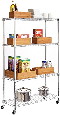 Seville Classics Bamboo Wood Storage Bins Organizer Boxes for Kitchen Counter, Pantry, Closet, Office Bedroom, Makeup, Bathroom, Nursery, K Cup, 5 Piece 3-Size (1 XL, 2L, 2M) Shelf Bin Set, Bamboo - Image 5