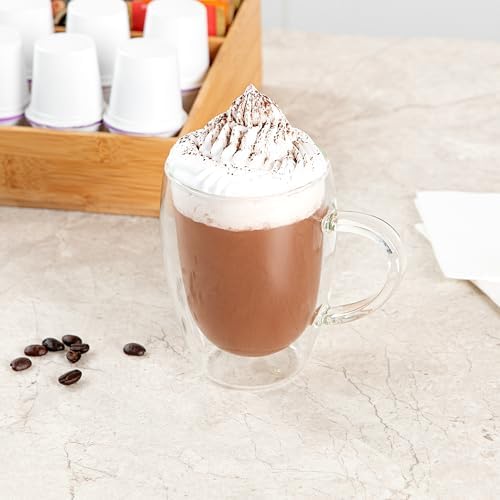 Restaurantware Glass Espresso Cups 12 Count 12 Ounces Borosilicate Double Wall Glass Coffee Mugs Insulated Clear Tea Drinkware for Hot or Cold Beverages - Image 3