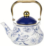 Enamel Tea Kettle, Vintage Tea Pot Stovetop with Folding Handle for Tea, Coffee, Milk(2L) by Unknown