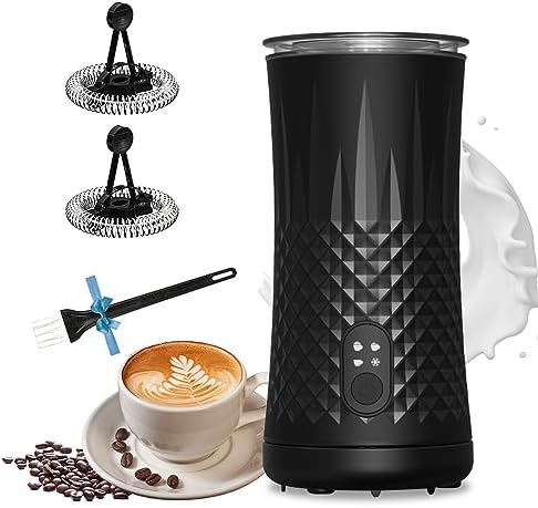 VRORFUN Electric Milk Frother and Steamer, 4-in-1 Automatic Milk Frother and Warmer Heater, Hot and Cold Milk Foam Maker for Coffee, Latte, Cappuccino Silent Operation, Black by Saicefe