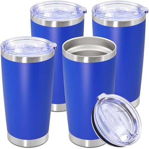 20oz Tumbler Stainless Steel Tumbler Coffee Tumbler with Lid Dark Blue, 4P by AUWBON