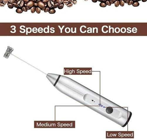 1 Piece Silver Electric Milk Frother / Whisker / Mixer for Coffee Espresso Expresso Latte Frappuccino Macchiato and Egg Beater - Portable Light Easy Wash - Image 3