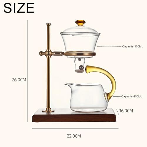 YUDIZWS Semi Automatic Tea Set,Magnetic Teapot,Semi Automatic Drip Rotating Glass Teapot Set,Glass Teapot Lazy Chinese Glass Tea Set with Glass Teapot and Infuser,A - Image 2
