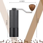 Manual Coffee Grinder Capacity 25 Grams, Stainless Steel Burrs - Wooden Handle, Burr Coffee Grinder for Home, Office, Camping, Hiking (Grey) - Image 7