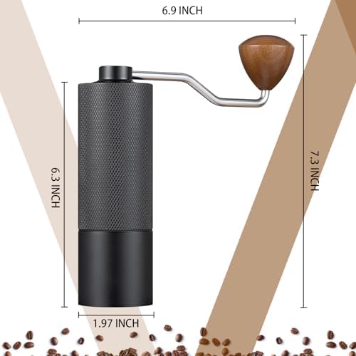 Manual Coffee Grinder Capacity 25 Grams, Stainless Steel Burrs - Wooden Handle, Burr Coffee Grinder for Home, Office, Camping, Hiking (Grey) - Image 7
