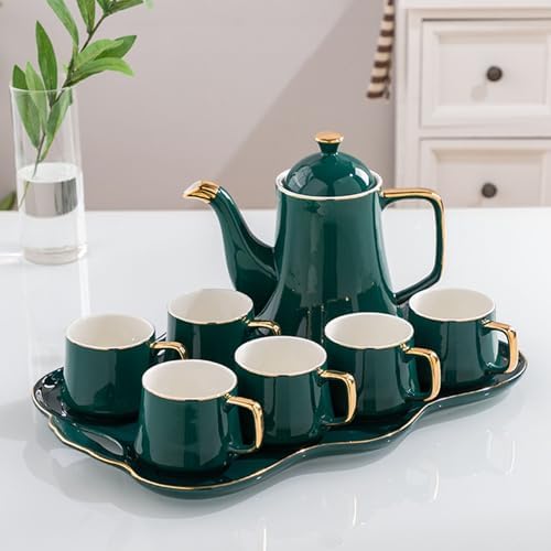 Tea Cups and Ceramic Tray Set of 14 Pieces,Luxury Set with Teapot, Afternoon Tea Coffee Cups, British Porcelain Tea Party Set for Housewarming Gifts - Image 7