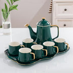 Tea Cups and Ceramic Tray Set of 14 Pieces,Luxury Set with Teapot, Afternoon Tea Coffee Cups, British Porcelain Tea Party Set for Housewarming Gifts - Image 7