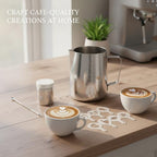 Milk Frothing Pitcher Set with Latte Art Molds, Needle, and Powder Shaker for Home Espresso - Image 2