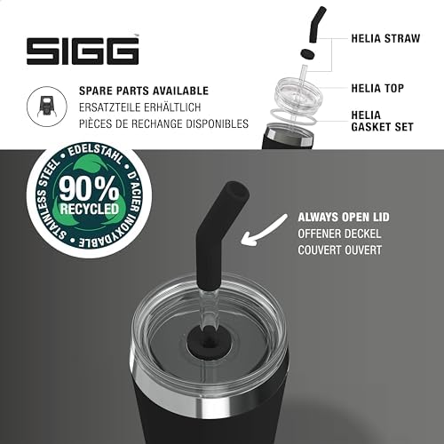 SIGG - Insulated Mug - Travel Mug Helia - With Durable Glass Straw & Cleaning Brush - Leakproof - BPA Free - 18/8 Stainless Steel - 15oz/20oz - Image 5