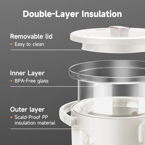 Joydeem Hot Water Dispenser, Glass Water Boiler and Warmer, 5 Keep Warm Temperature Settings, Support ℉ & ℃, 3L/101Oz/12 Cups, JD-DSP203, White - Image 4