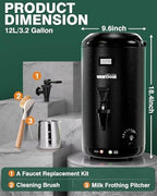 WantJoin Insulated Beverage Dispenser Stainless Steel Black 3.2Gal-Heating - Image 5