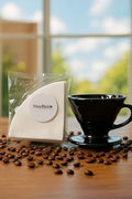 Black Ceramic Dripper and 50-Count Paper Filter Set for Pour Over Coffee Brewing, 0-199ml by Unknown