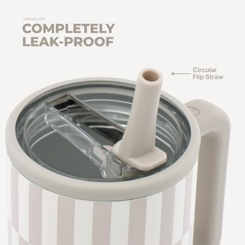 HydroJug Traveler 32oz, Insulated Tumbler with Handle & Straw, Latte - Image 4