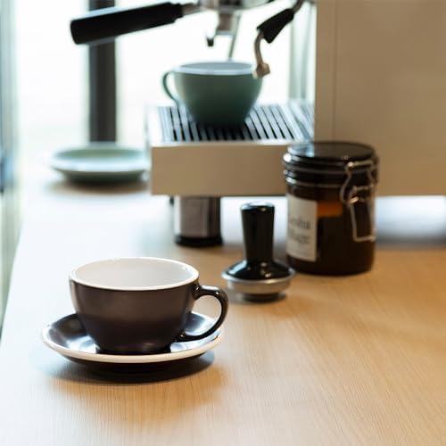 Loveramics Coffee Cup Ceramic, 10 oz Latte Art Cup with Saucer for Cappuccino, Tea, Espresso, Thick - walled stoneware Cappuccino mug Set for Cafe and Barista - Potters Colours (Gunpowder, 10OZ) - Image 3