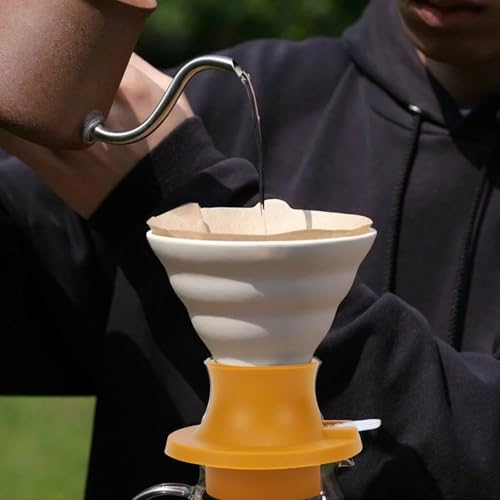 Pour Over Coffee Dripper Heat Proof Portable Ceramic Immersion Dripper for Manual Brew Maker (Yellow) - Image 3