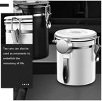 Coffee Bean Sealed Canister with Spoon, Stainless Steel Storage Jar - Image 4