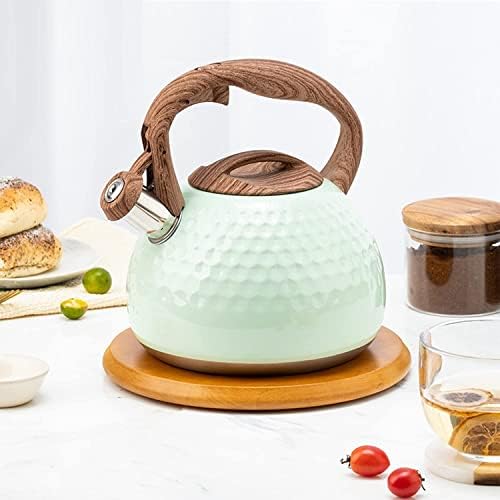 Stovetop Kettle 2.8L Stainless Steel Whistling Kettle Stovetop Teakettle Teapot Handle Kitchen for Gas Stove Induction Cooker Kettles for Stove(Green) - Image 3