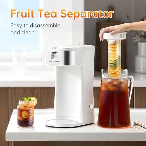 Iced Coffee Tea Maker With Reusable Filter Basket 3 QT Pitcher Iced Tea And Coffee Machine, Tea Makers For Iced Tea, Lattes, Lemonade And Flavored Water (3QT 2) - Image 6