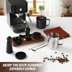 13 Pcs Espresso Accessories Set 51mm Tamper WDT Espresso Distribution TOOL Kit Frothing Pitcher, Mat, Latte Art Pen, Sandalwood Tamping Station, Barista Towel, Brush and Decorative Stencils - Image 3