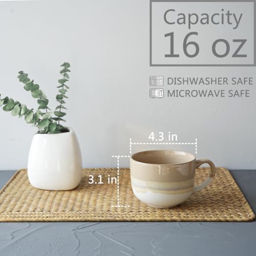 Bosmarlin Ceramic Coffee Mug Set of 4, 16 Oz, Jumbo Latte Mugs, Dishwasher and Microwave, Unique Reactive Glaze (Multicolor, 16 Oz) - Image 2